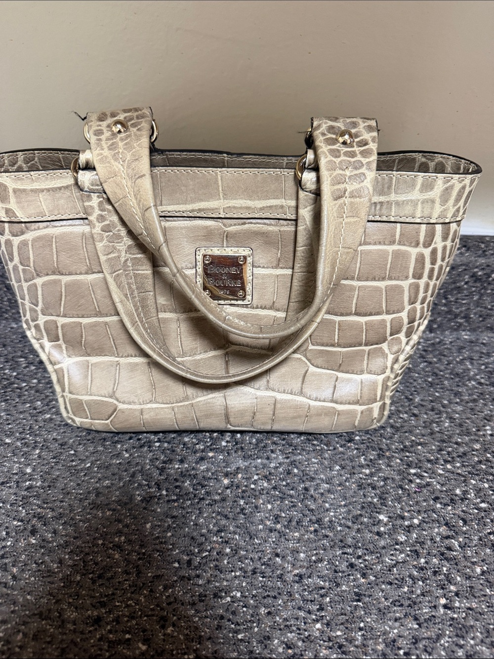 RARE Dooney & Bourke Croc-Embossed Tote Bag in Taupe